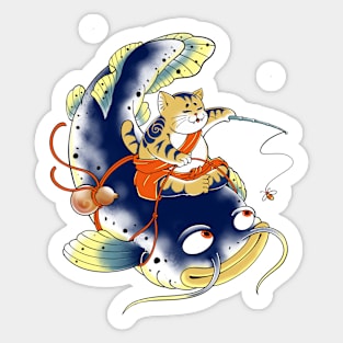 Chonky Cat Fishing Sticker